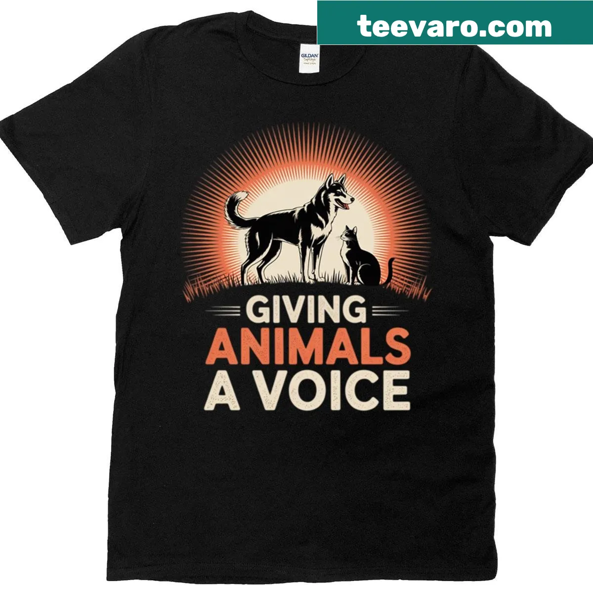 Funny typography T-shirt giving animals a voice — on a men's t-shirt