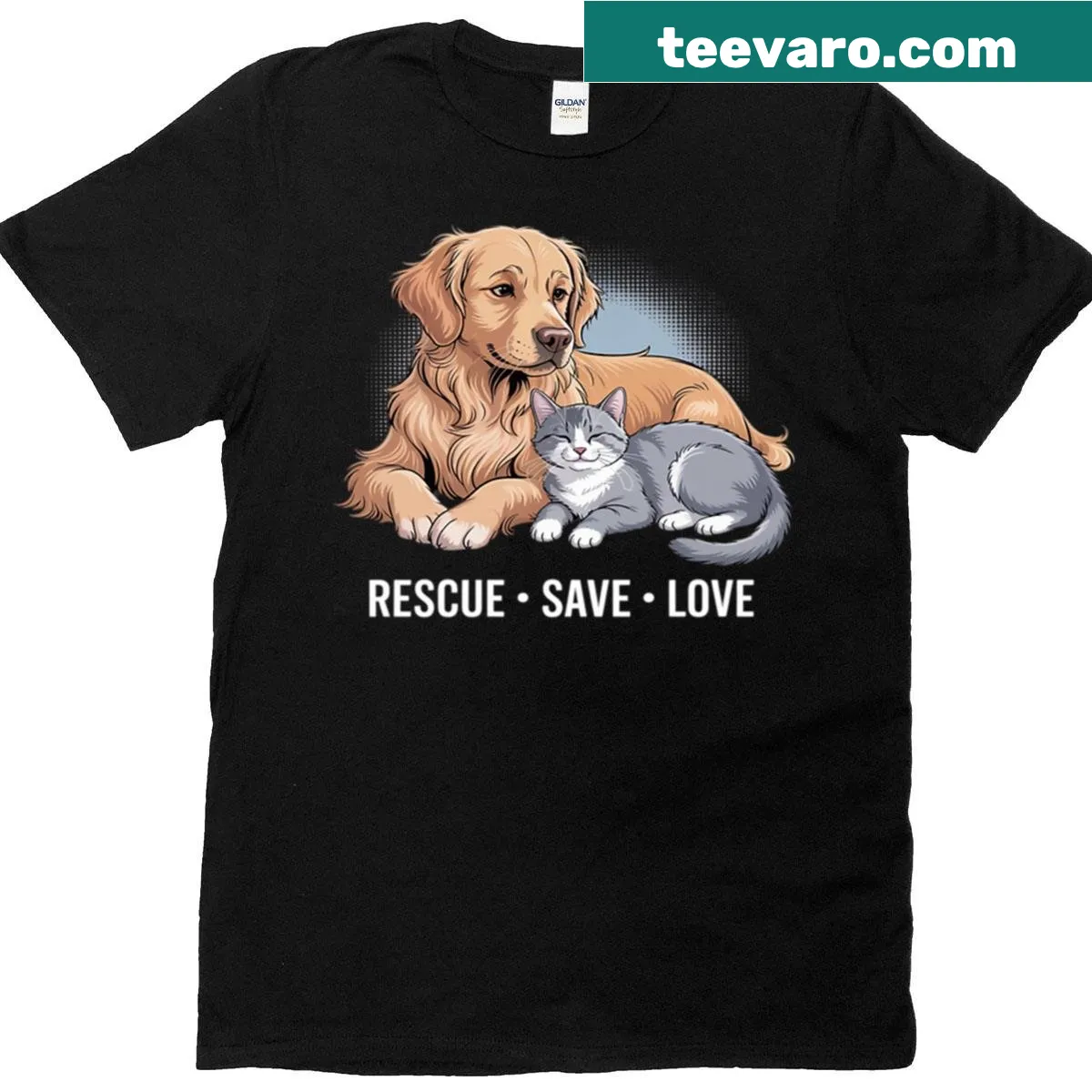 Vintage-style T-shirt promoting animal rights and rescue — on a men's t-shirt