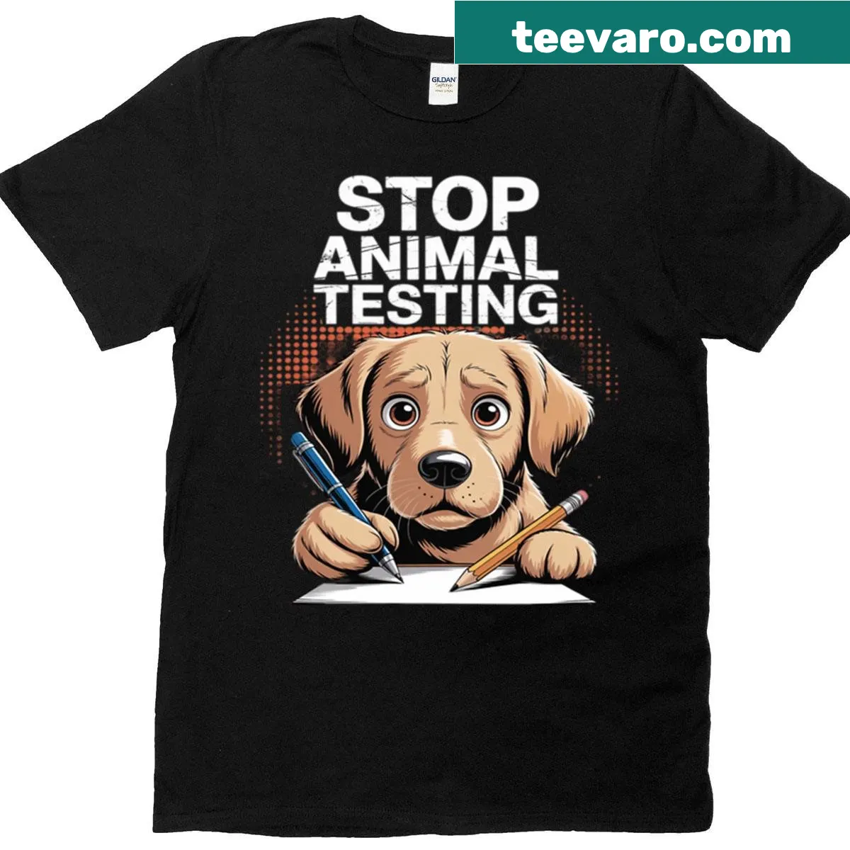 T-shirt with a slogan against animal testing — on a men's t-shirt