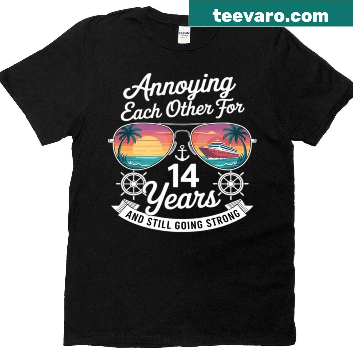 Funny 14th anniversary design on a T-shirt — on a men's t-shirt