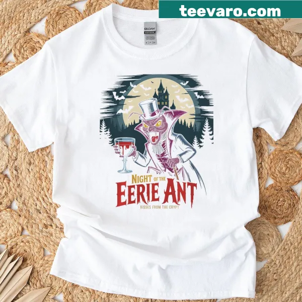 Halloween t-shirt featuring an ant dressed as a vampire illustration