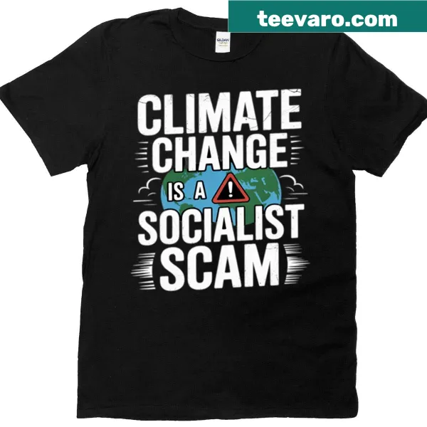 Funny activist T-shirt with humorous critique of climate change politics