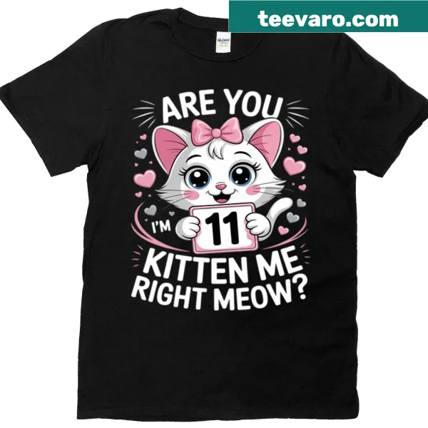 Cute design with cat graphics and text for an 11th birthday