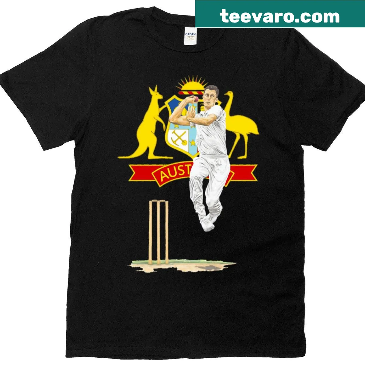Vintage-style t-shirt honoring Australian cricketer Pat Cummins — on a men's t-shirt