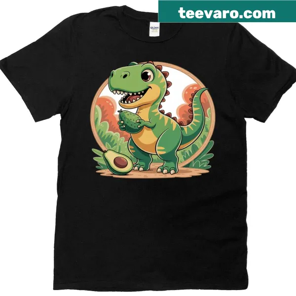 Dinosaur lover t-shirt with avocado and T-rex illustration