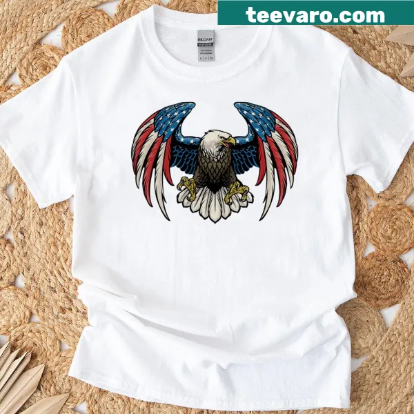 T-shirt with a bald eagle and American flag design