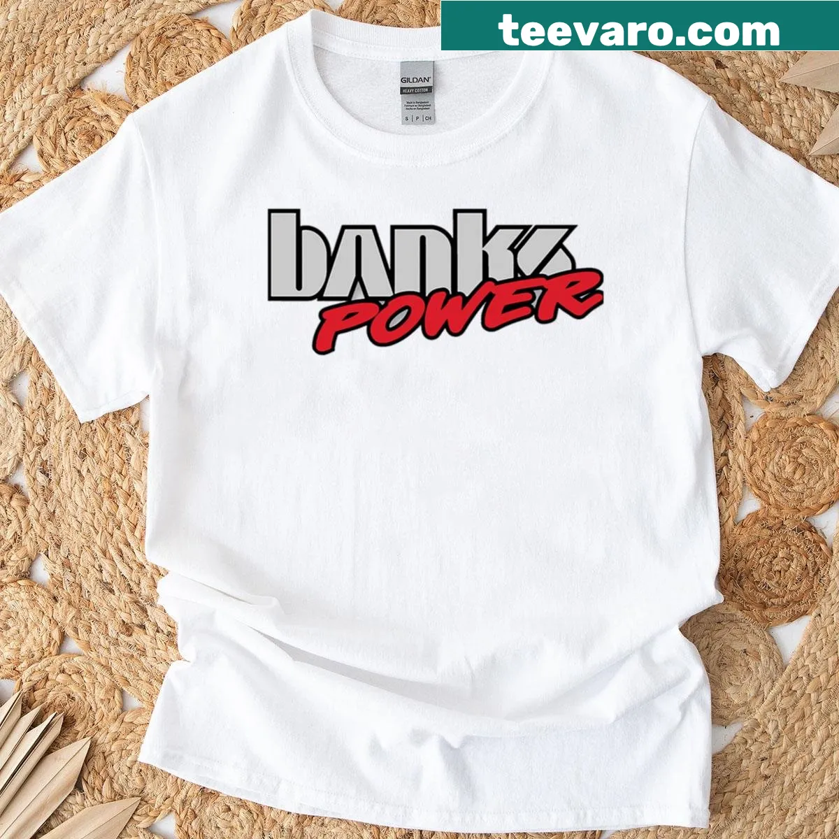 Graphic t-shirt featuring Banks Diesel Power in bold text. — on a men's t-shirt