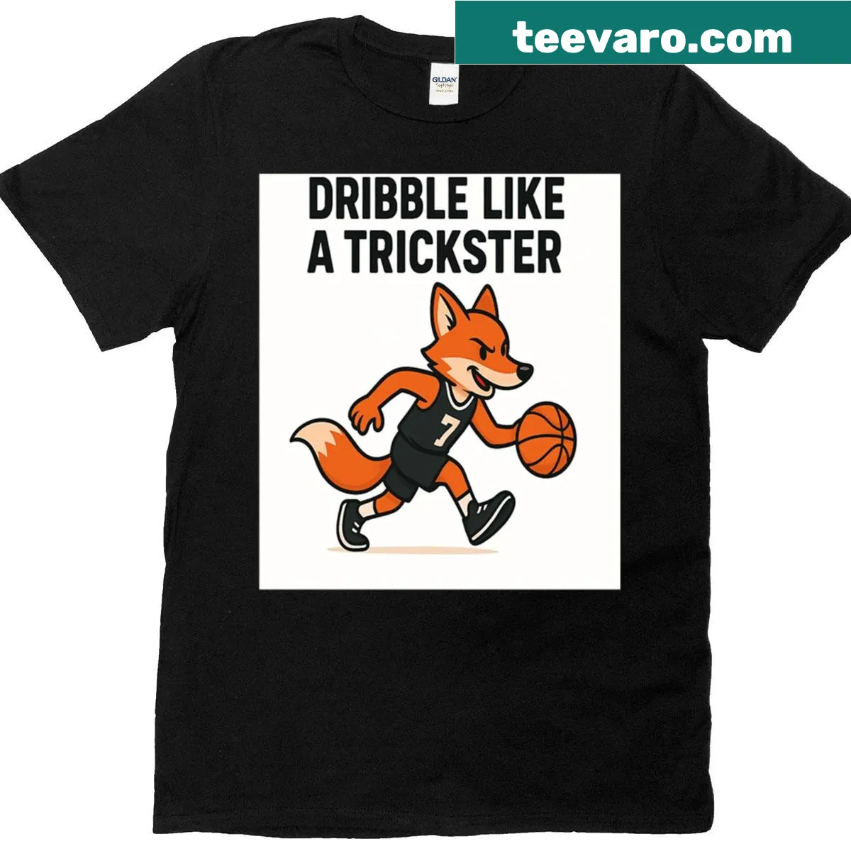 Basketball fox illustration with playful text on T-shirt — on a men's t-shirt