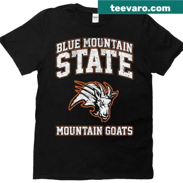 T-shirt featuring the Blue Mountain State mountain goats graphic