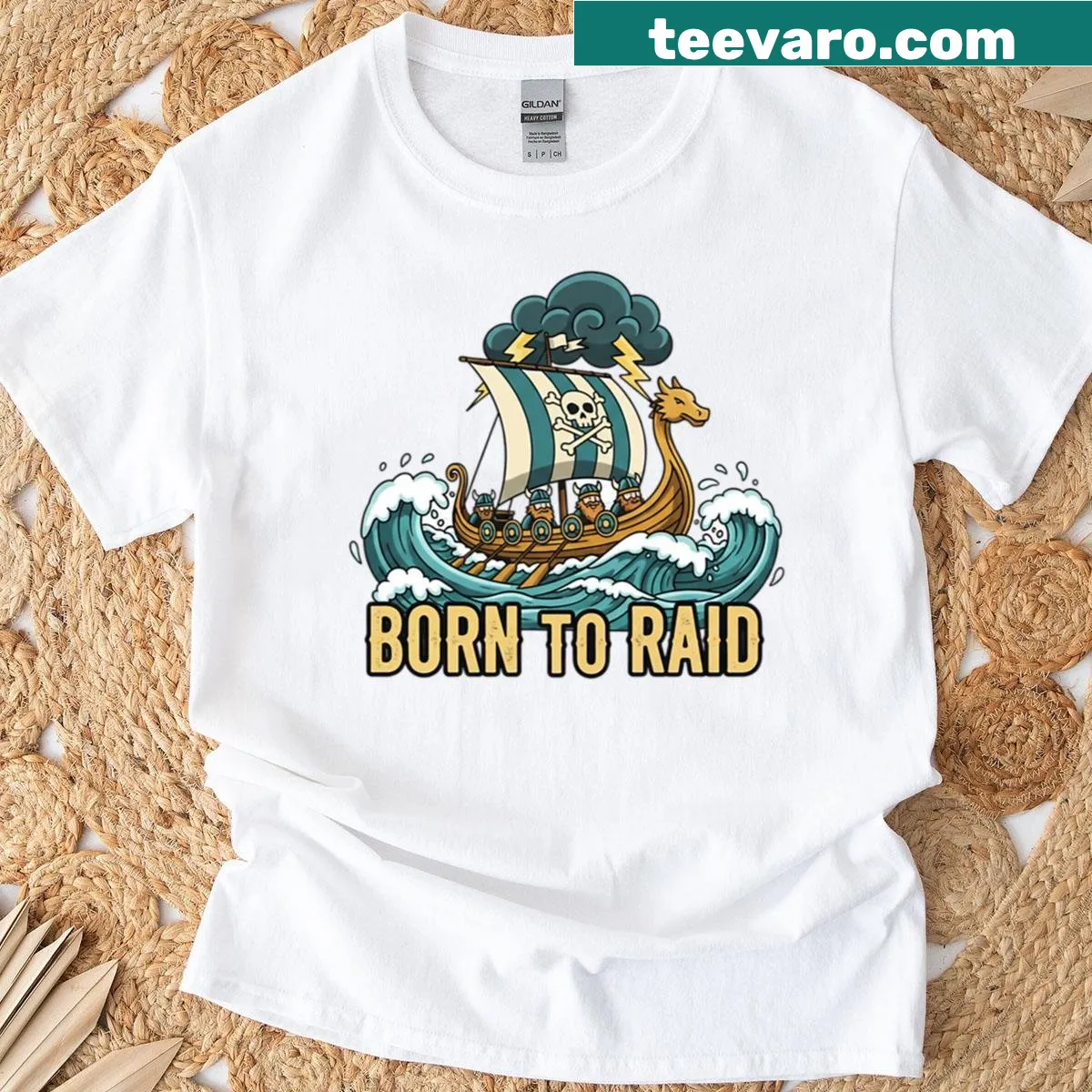 Viking-themed T-shirt with adventurous graphics for gamers — on a men's t-shirt