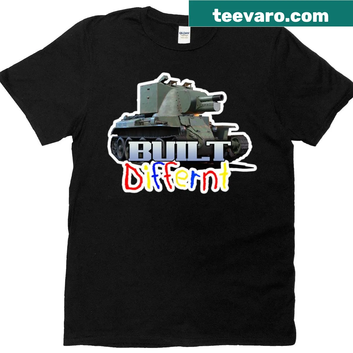 Bold Bt-42 oversized T-shirt with the phrase Built Different — on a men's t-shirt
