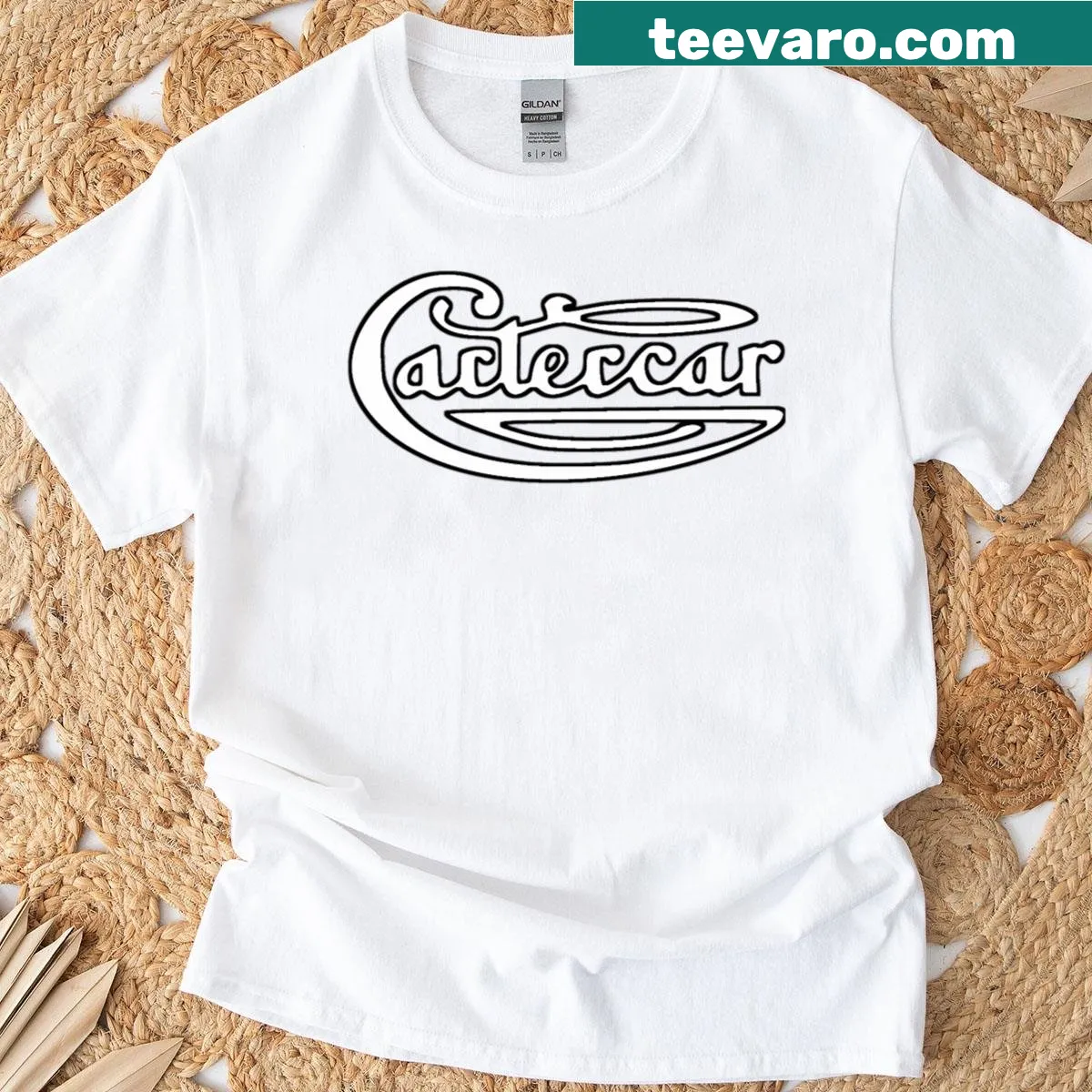 T-shirt featuring an array of iconic car logos in a bold design — on a men's t-shirt