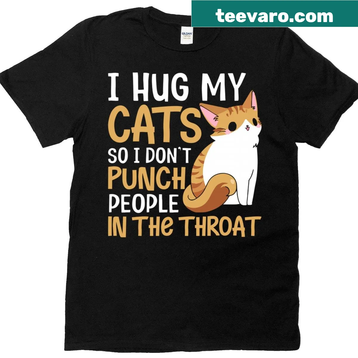 T-shirt with the phrase I Huge My Cats in playful typography — on a men's t-shirt