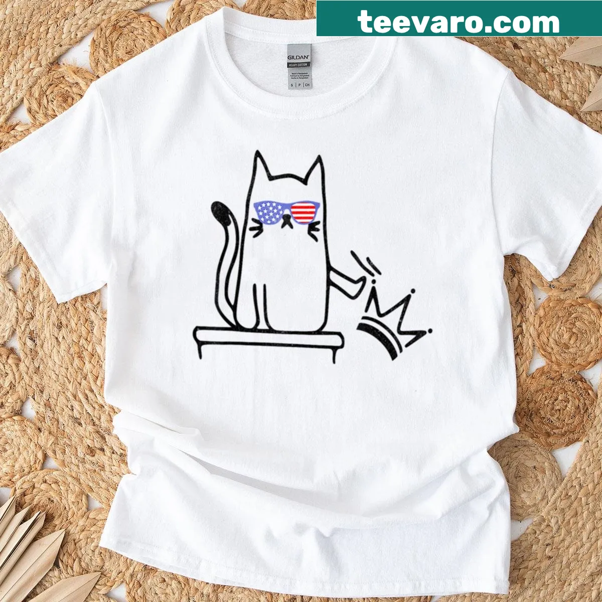Funny political cat lady t-shirt with a humorous graphic. — on a men's t-shirt