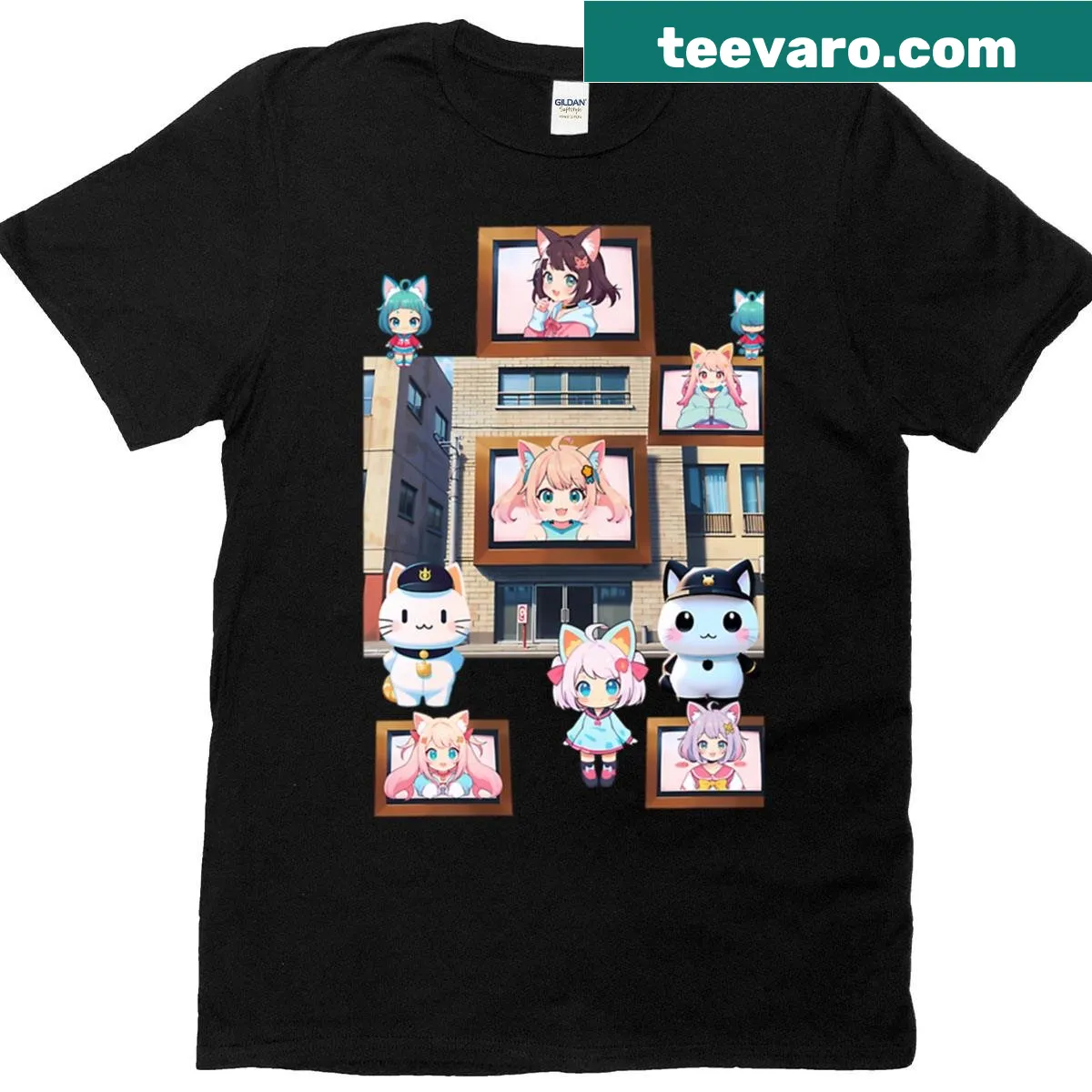 T-shirt featuring a Cat TV Show graphic — on a men's t-shirt