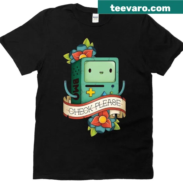 Funny T-shirt with the phrase 'Check Pleas' in bold text