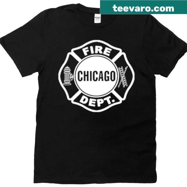 Chicago Fire Dept logo printed on a white t-shirt