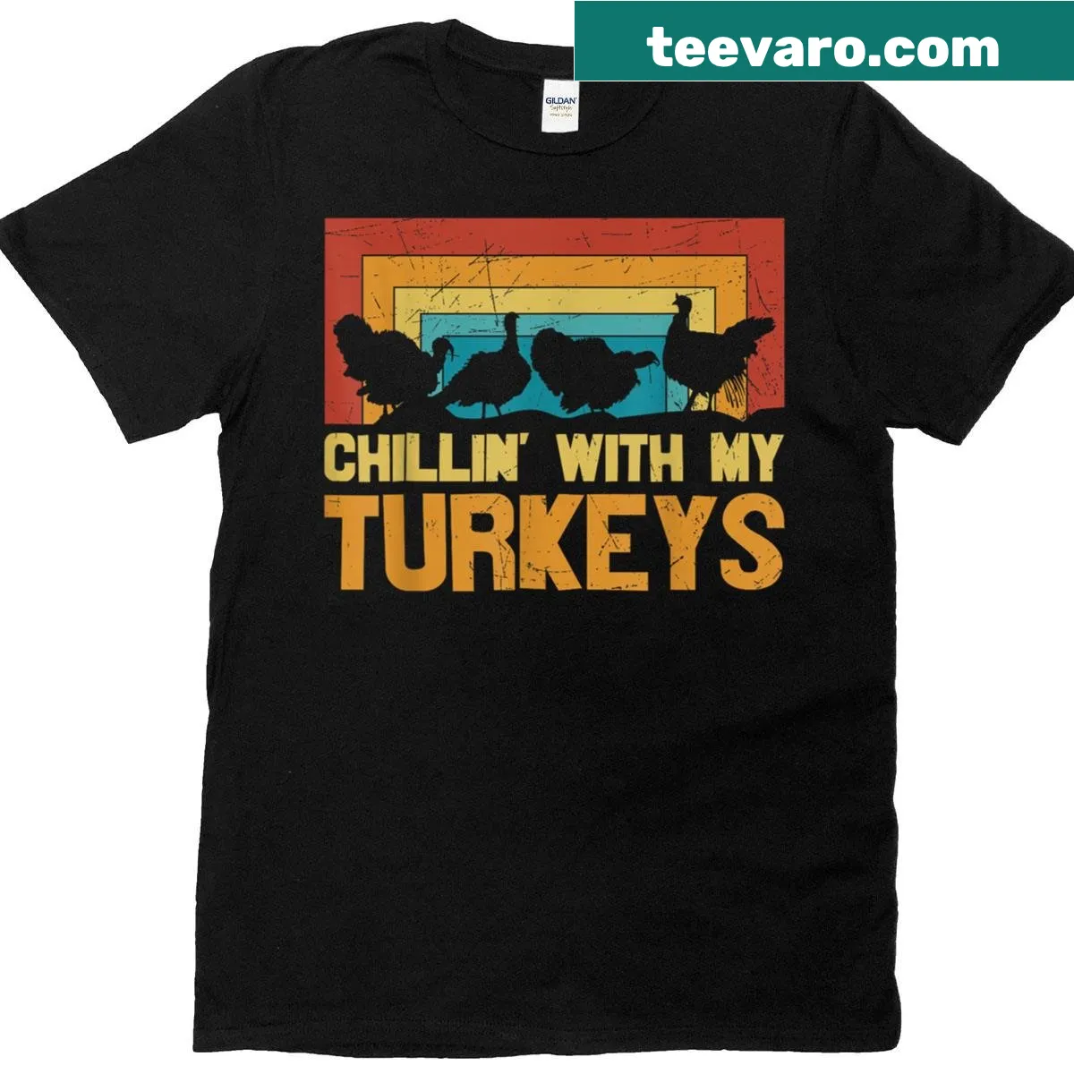 Thanksgiving family matching t-shirt featuring playful turkey graphic — on a men's t-shirt