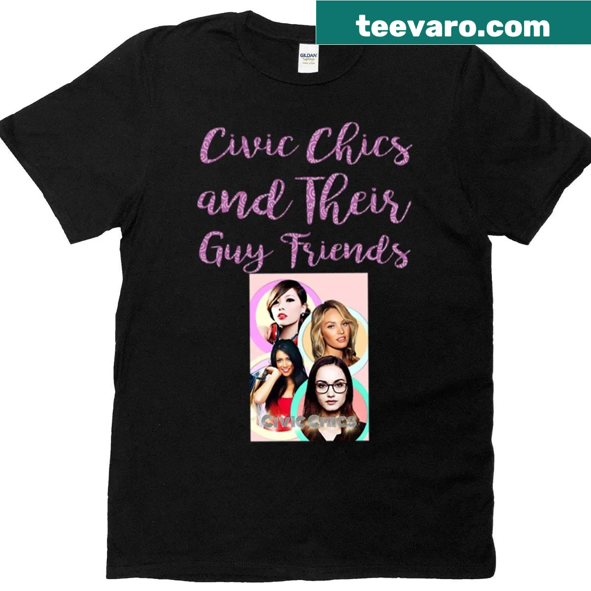 T-shirt with the phrase 'Civic Chics And Their Guy Friends' — on a men's t-shirt