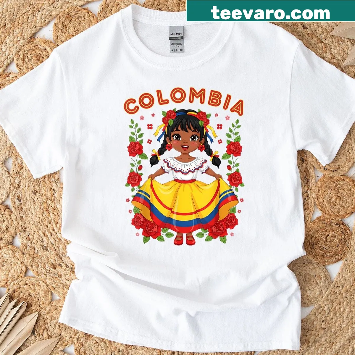 T-shirt celebrating Colombian culture for girls with inspiring text — on a men's t-shirt