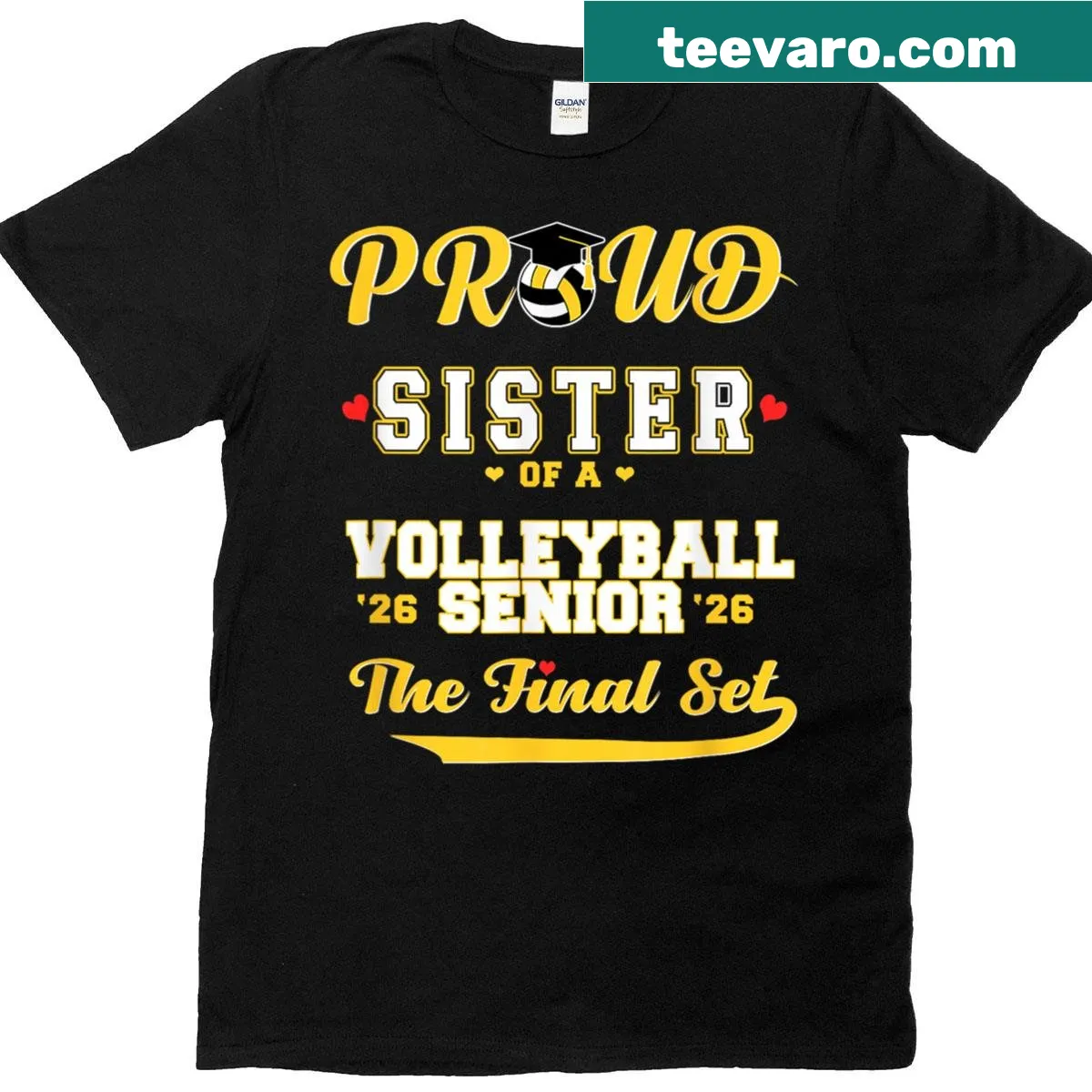 Graduation t-shirt for volleyball player sister '26 — on a men's t-shirt