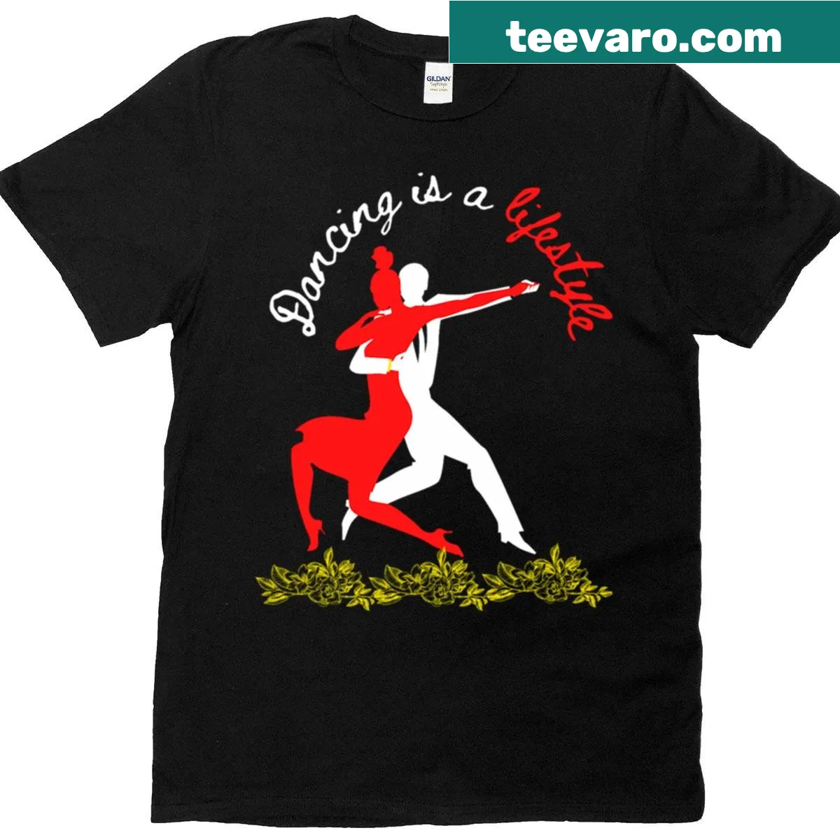 Typography design stating 'dancing is a lifestyle' on an oversized T-shirt — on a men's t-shirt
