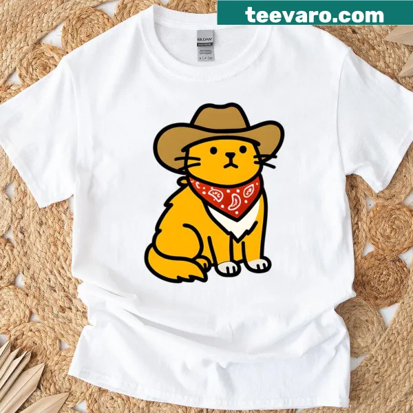 Oversized T-shirt with cowboy cat graphic