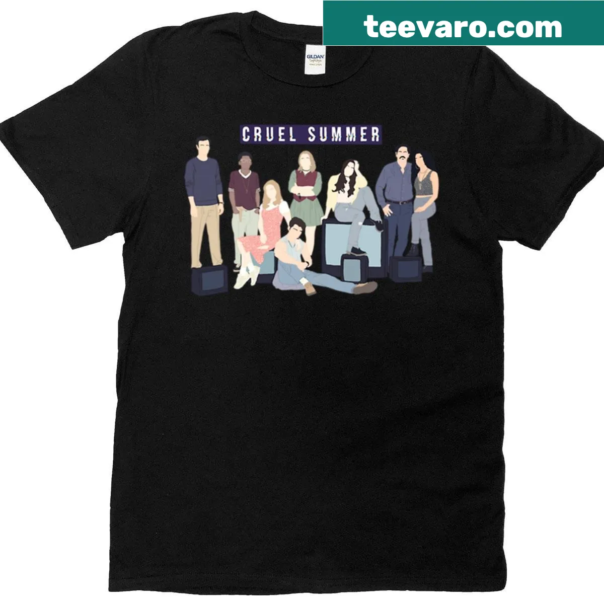 Artistic T-shirt featuring the cast from Cruel Summer — on a men's t-shirt