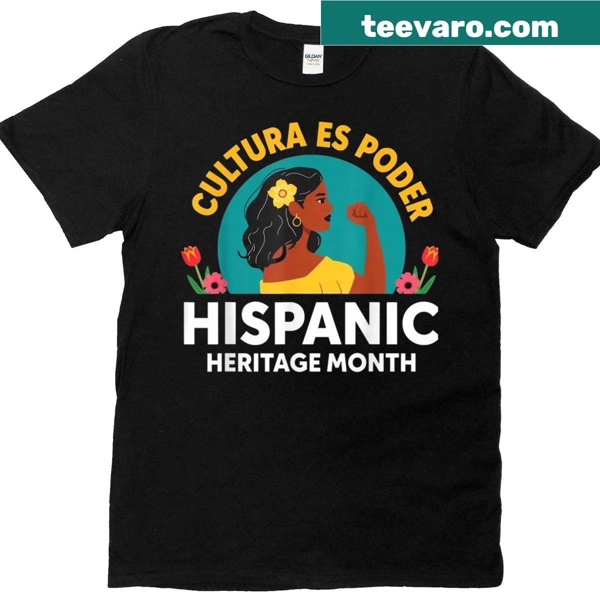 Empowering T-shirt with 'Cultura Es Poder' for Hispanic Heritage Month — on a men's t-shirt