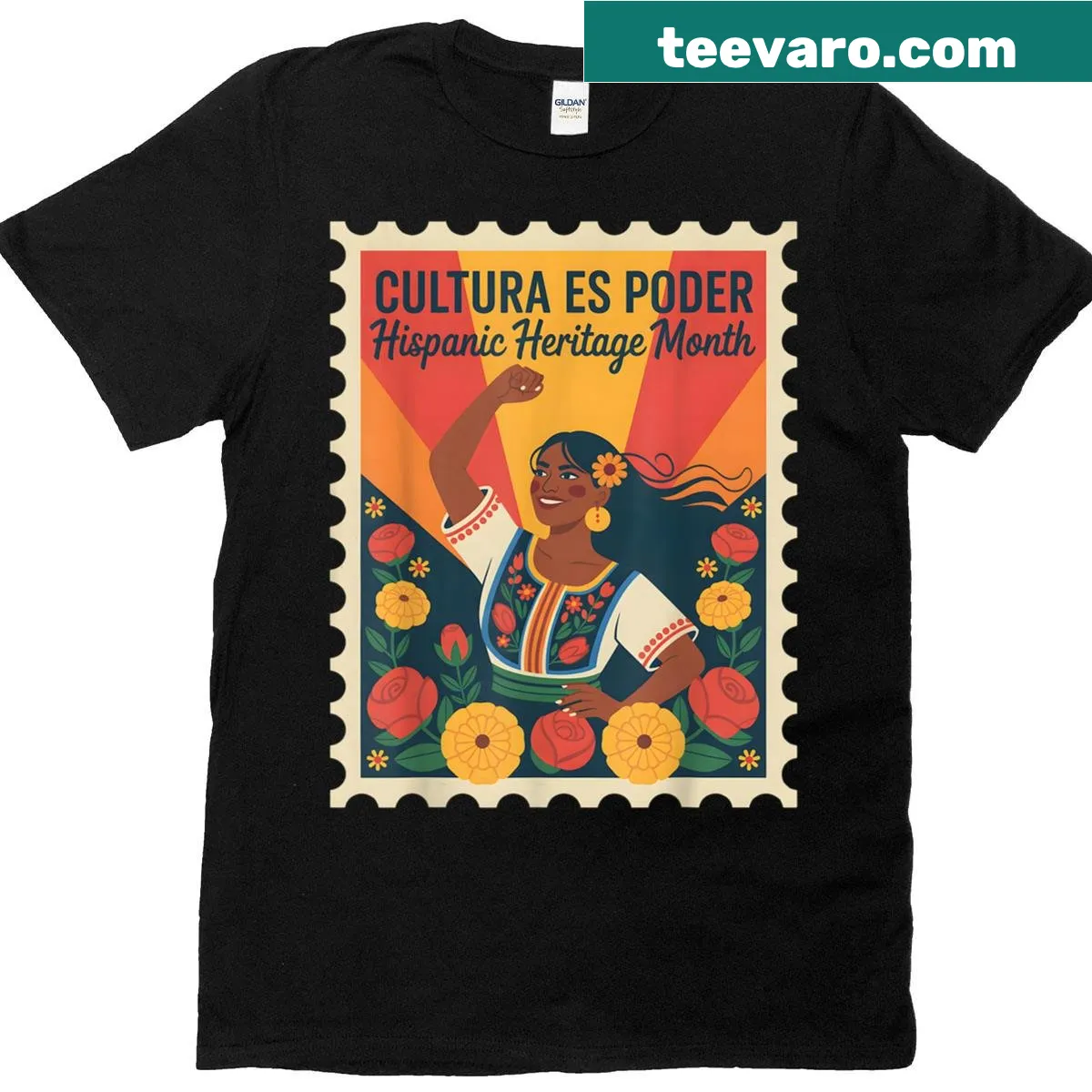 Cultura Es Poder T-shirt celebrating Hispanic Heritage Month — on a men's t-shirt