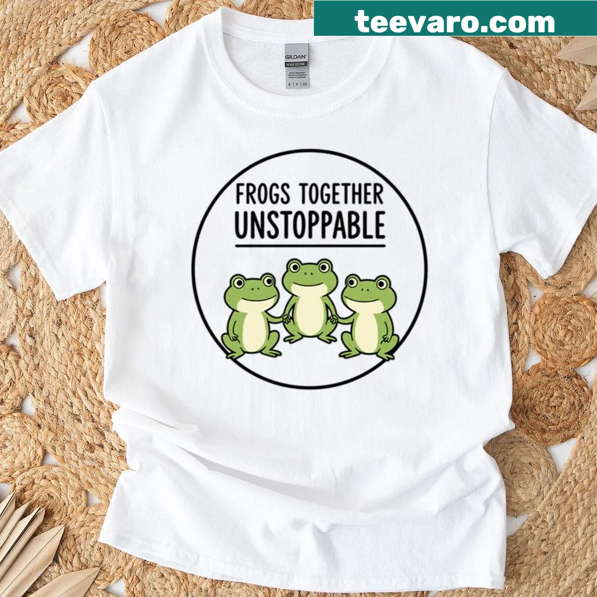 Adorable frog couple graphic on a cute t-shirt — on a men's t-shirt