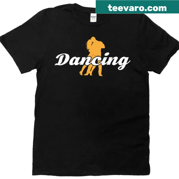 Playful t-shirt featuring a dancing couple graphic.