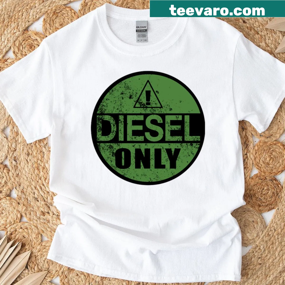 Diesel Truck-themed T-shirt with Duramax Powerstroke text. — on a men's t-shirt