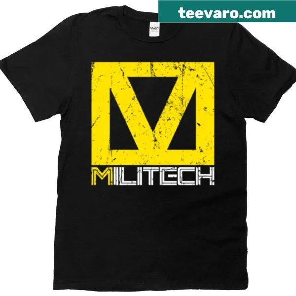Distressed T-shirt with the phrase 'Duk Fat - Militech' in bold text