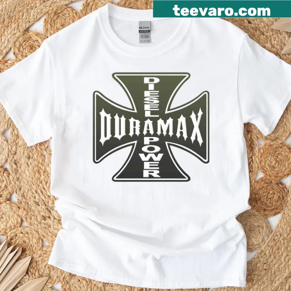 Bold Duramax Diesel logo on an oversized t-shirt