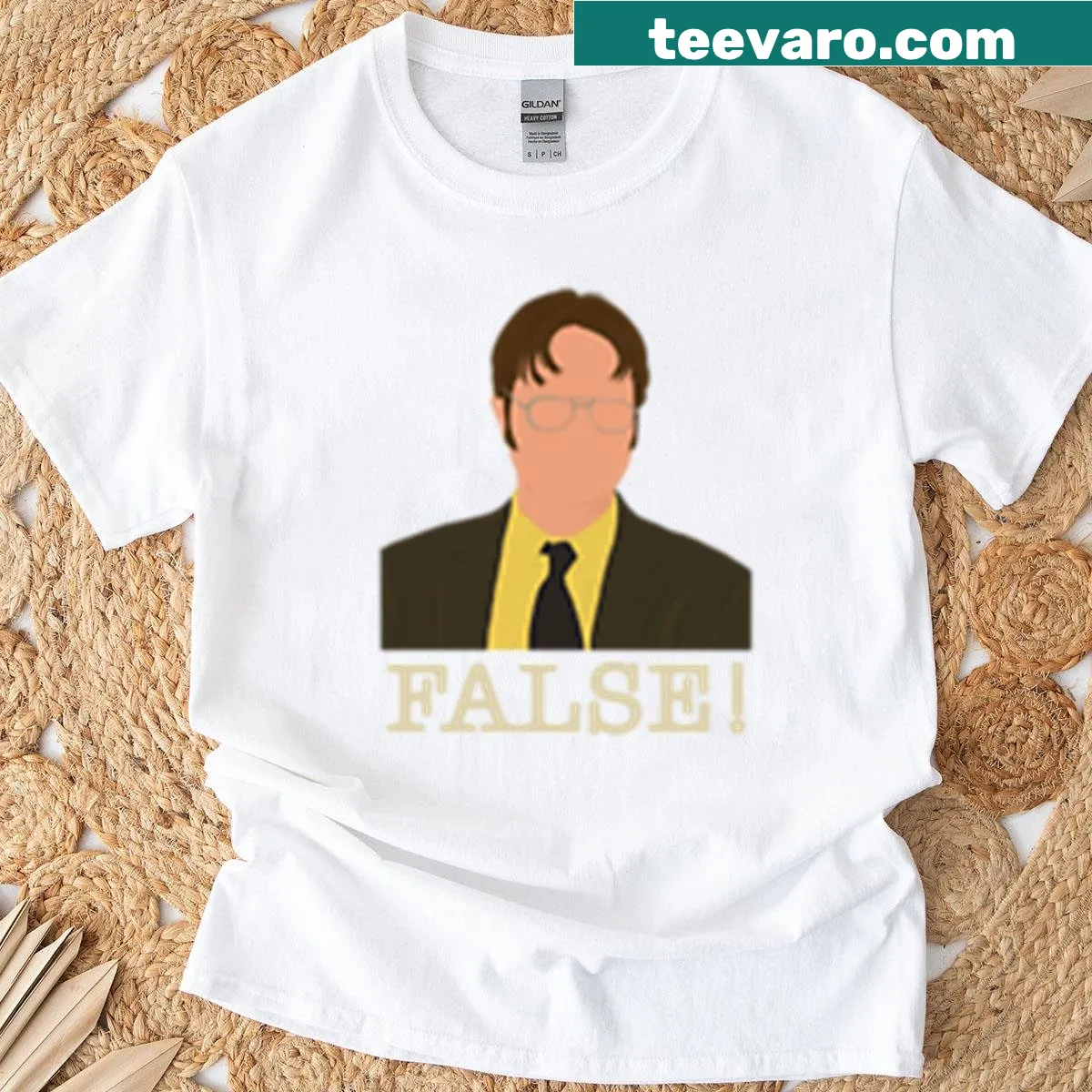 T-shirt featuring a Dwight Schrute quote in bold typography — on a men's t-shirt