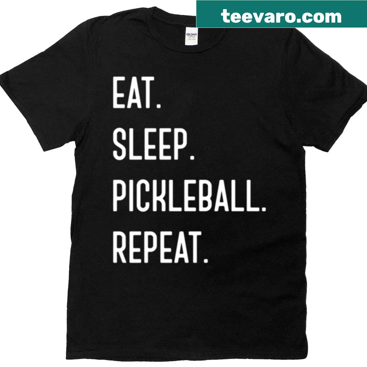 Oversized T-shirt featuring the slogan Eat Sleep Pickleball Repeat — on a men's t-shirt