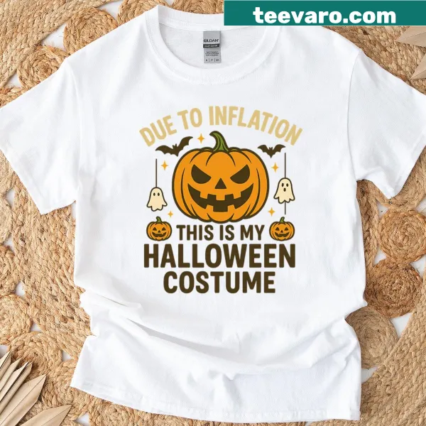 Oversized t-shirt with humorous sayings about budget Halloween costumes