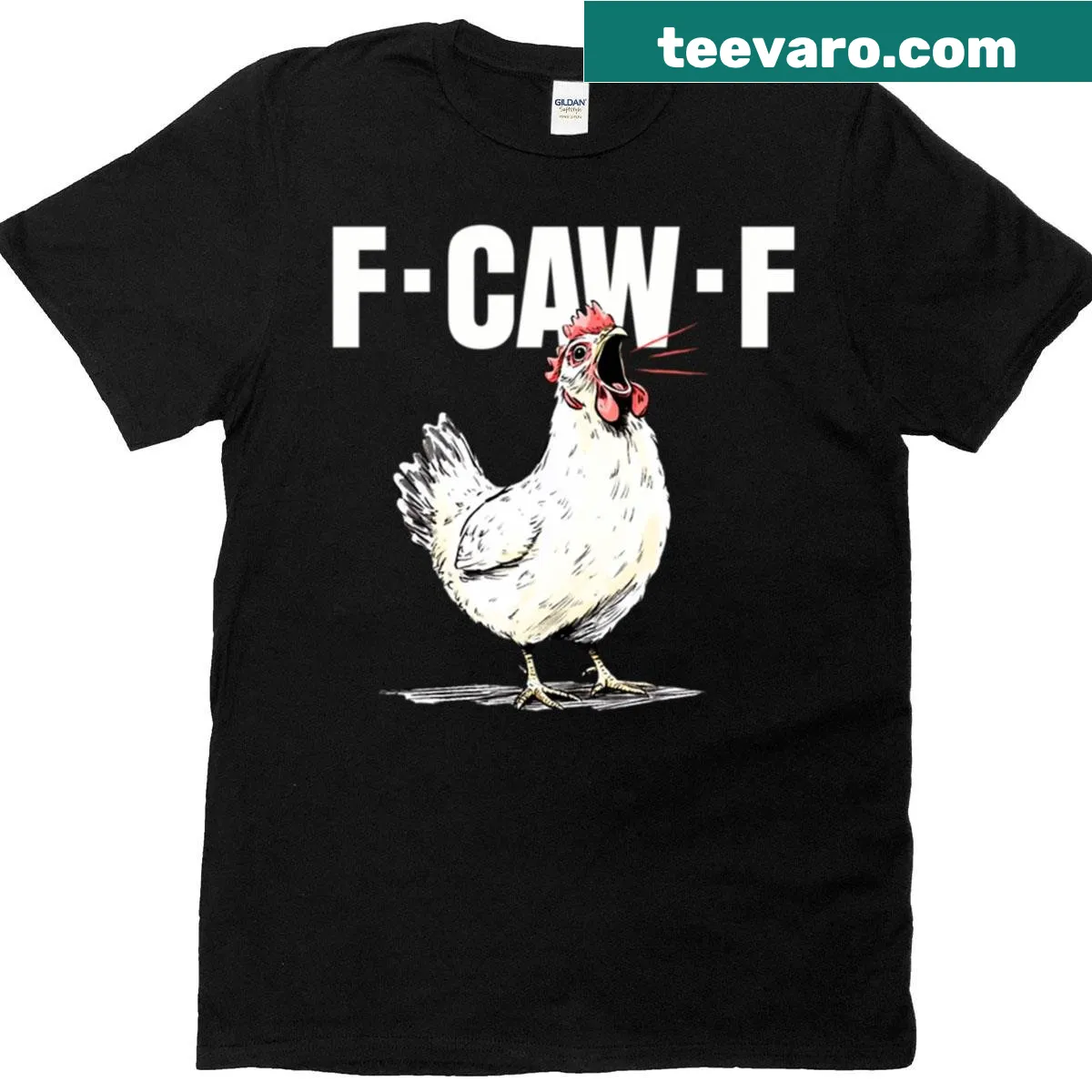 Funny t-shirt featuring a playful graphic with 'F Caw F' — on a men's t-shirt