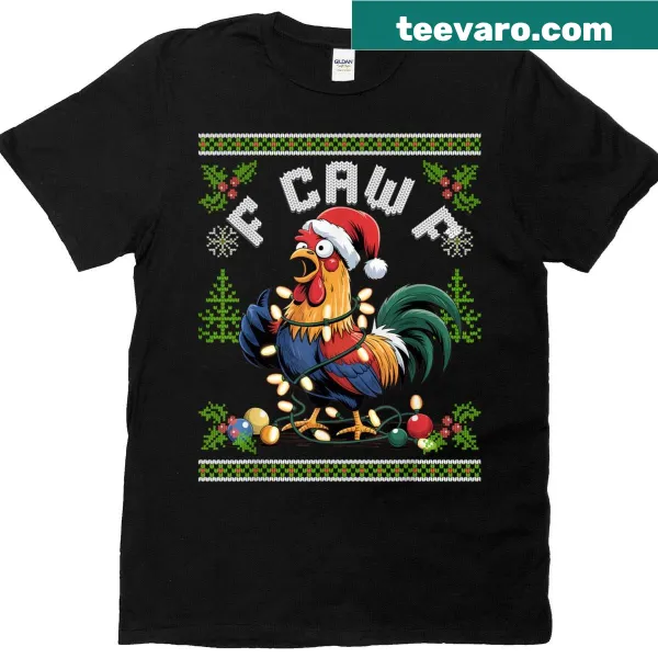 Funny Christmas T-shirt with cartoon chicken and humorous text