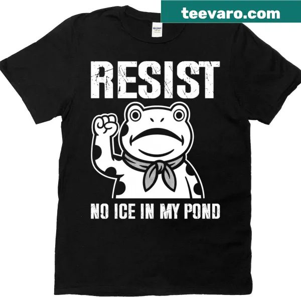 T-shirt featuring a frog illustration and 'No Ice In My Pond' message