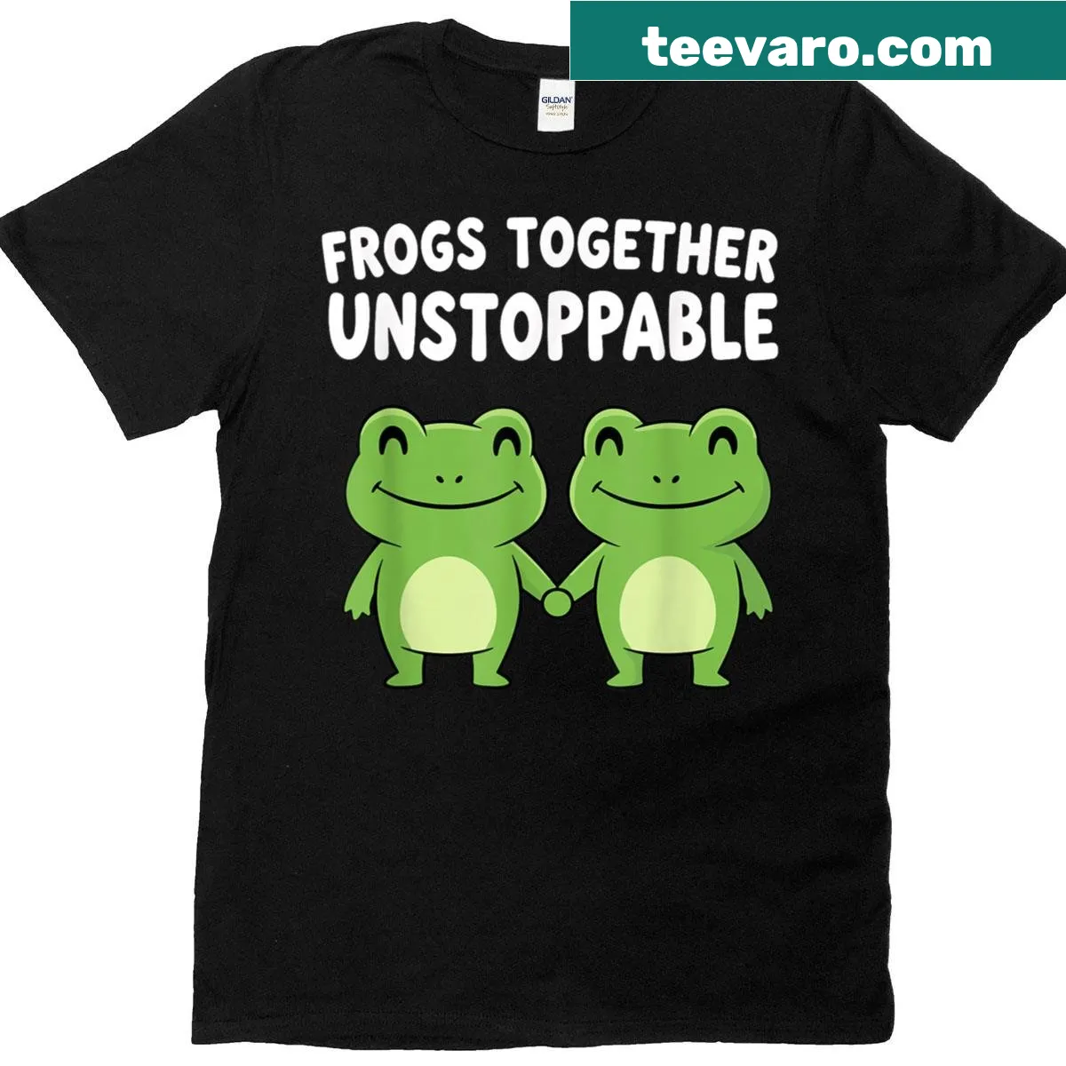 Funny frogs together design graphic T-shirt — on a men's t-shirt