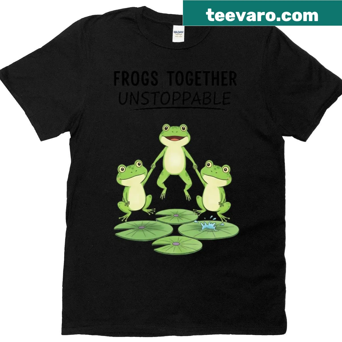 Cute graphic T-shirt for kids featuring a frog with 'Unstoppable Lover' text — on a men's t-shirt