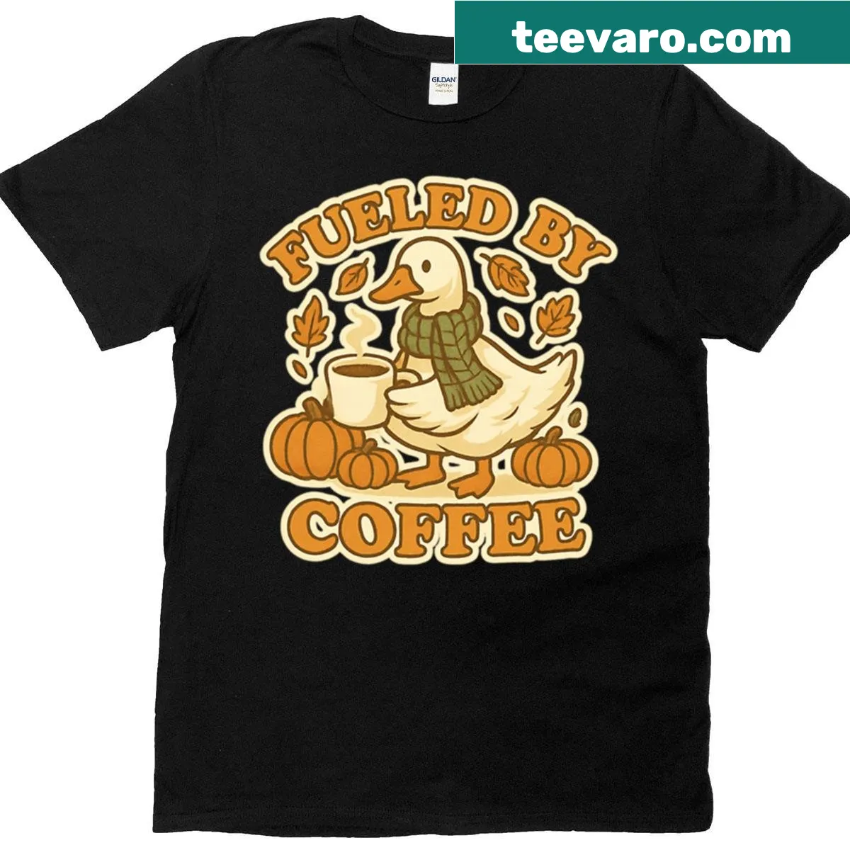 Cozy goose coffee-themed shirt for coffee lovers — on a men's t-shirt