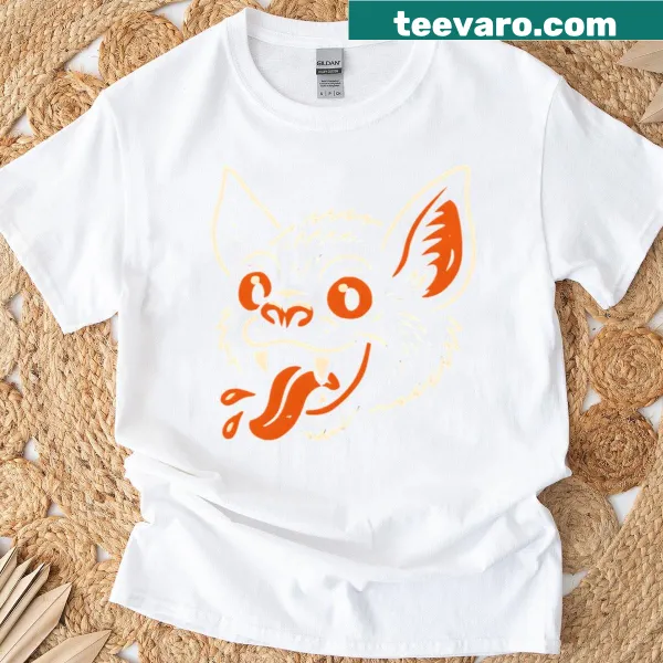 Retro Halloween cartoon T-shirt featuring a funny bat sticking out its tongue
