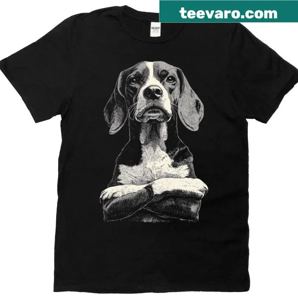 Humorous beagle illustration displayed on a fun dog lover T-shirt