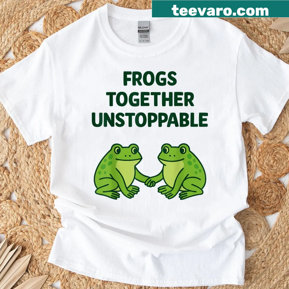 Vintage-inspired T-shirt with humorous frog design — on a men's t-shirt