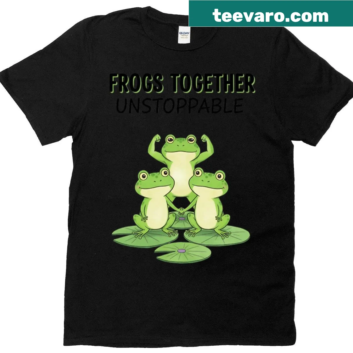 Matching t-shirts for couples featuring funny frog graphics — on a men's t-shirt