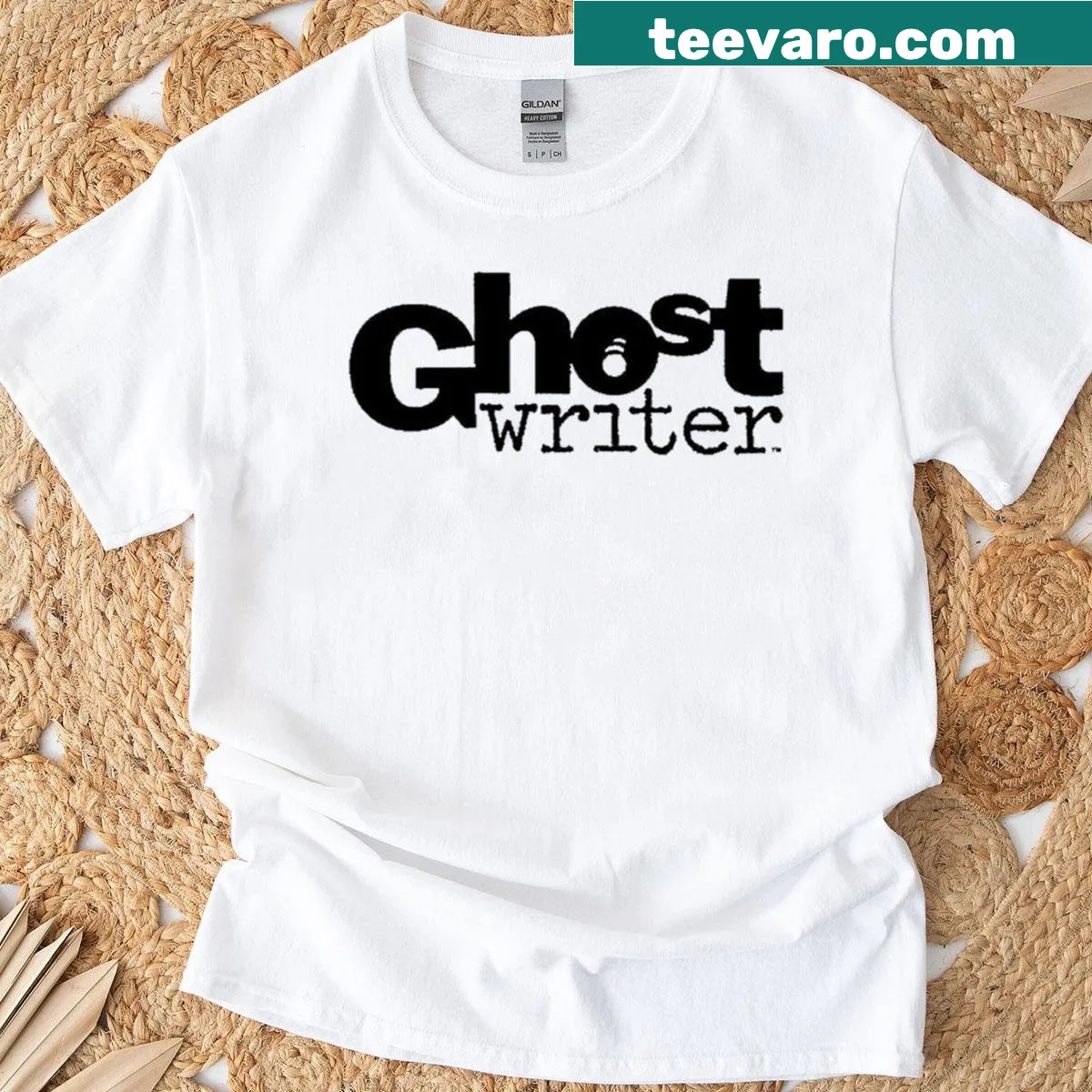 Vintage-style Ghostwriter T-shirt with large logo design — on a men's t-shirt