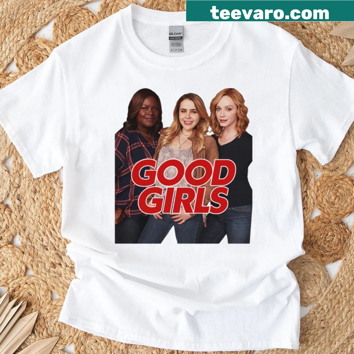 Oversized T-shirt features illustrated characters from Good Girls — on a men's t-shirt